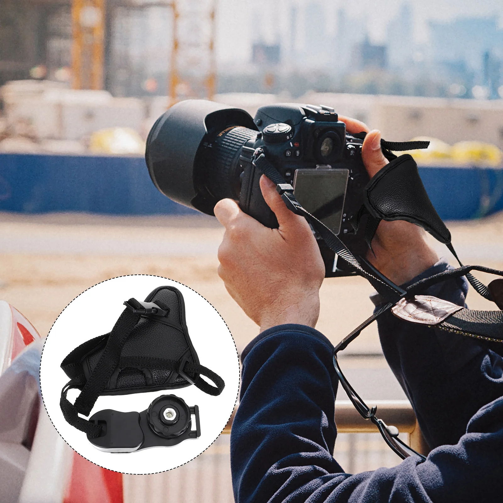 

2Pcs Camera Wrist Straps Adjustable PU Hand Grip Protective Bands for Dslr Cameras Tripod Compatible Screw Adapter
