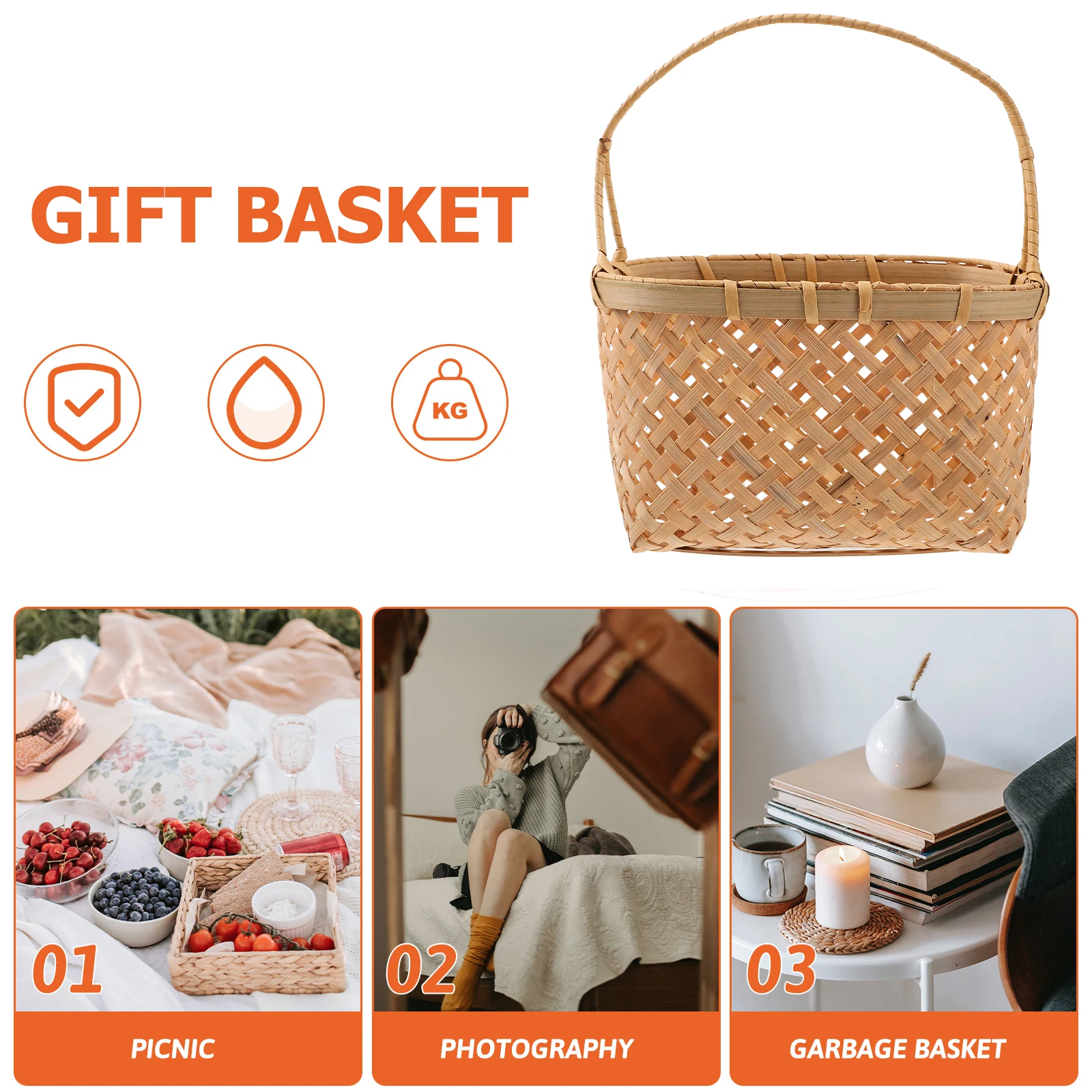 

Bamboo Basket Foldable Storage Wicker Woven Small Flower Snack Container Handmade Candy