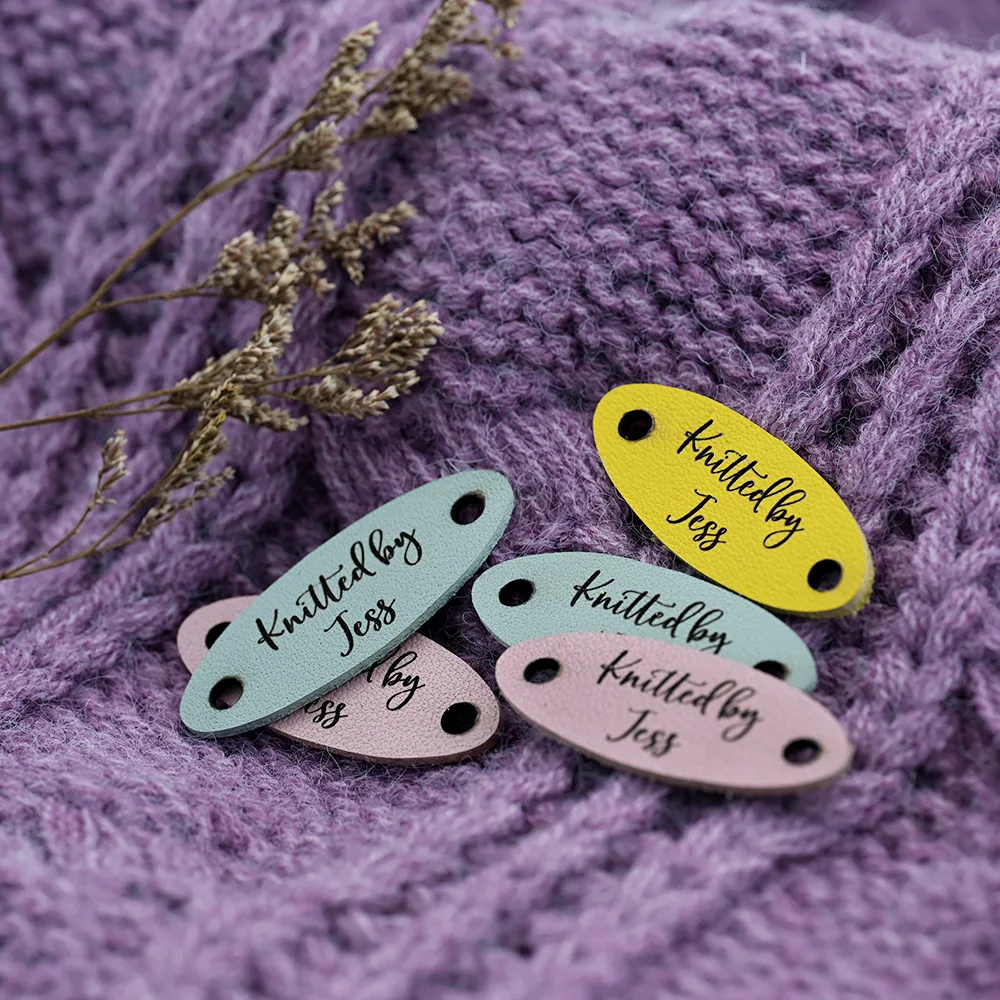 

Custom Laser Engraved Slim Leather Tags 15x40mm 1mm Pre-Punched Eco Genuine Leather Sew On Labels for DIY Crafts