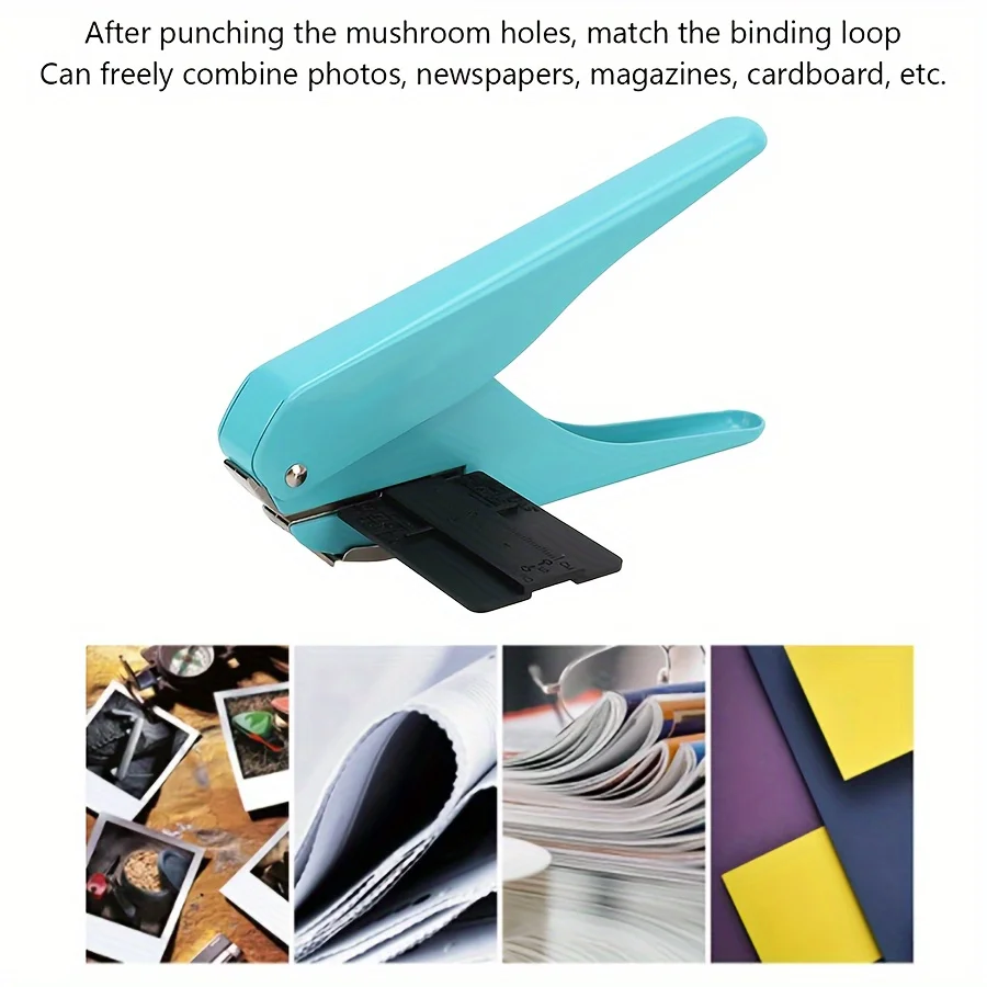 Imagem -05 - Mushroom Shaped Single Hole Punch Chip Collector Uso Fácil e Rápido Punch Azul com Régua de Posicionamento