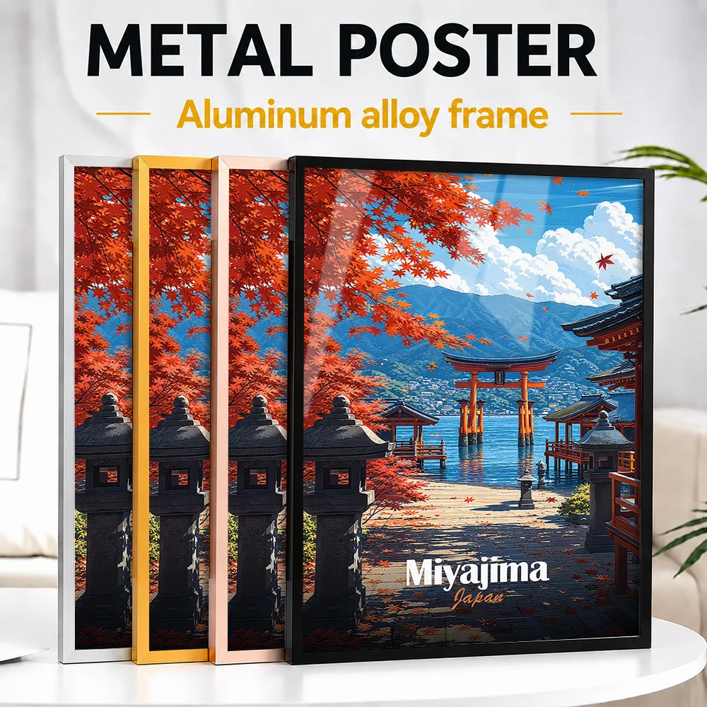 Miyajima Japan Torii Gate Autumn Framed Aluminum Metal Poster Customized Photo Atmospheric Landscape Style Wall Art For Lounge