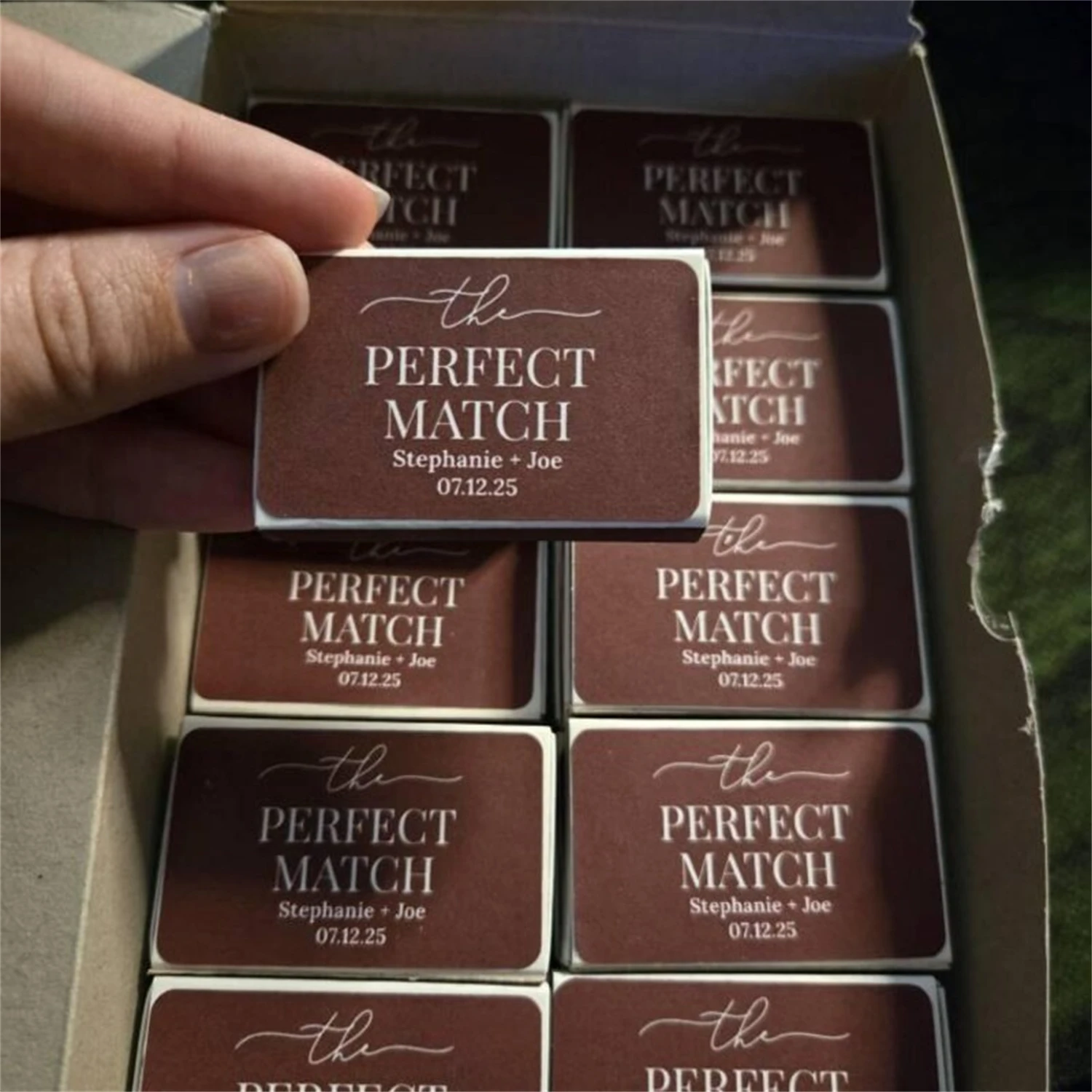 

The Perfect Matchbox Personalized Matchboxes / Wedding Favors / Reception Favors / Bridal Shower Engagement Party Favors Anniver