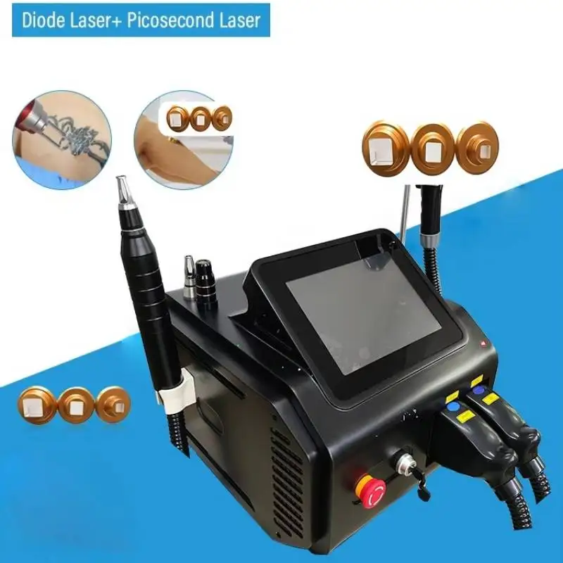 Diode Laser 2 in 1 Tattoo Removal Device Nd Yag Portable Machine 808nm Diode Laser Hair Removal Diode Picosecond Laser Machine