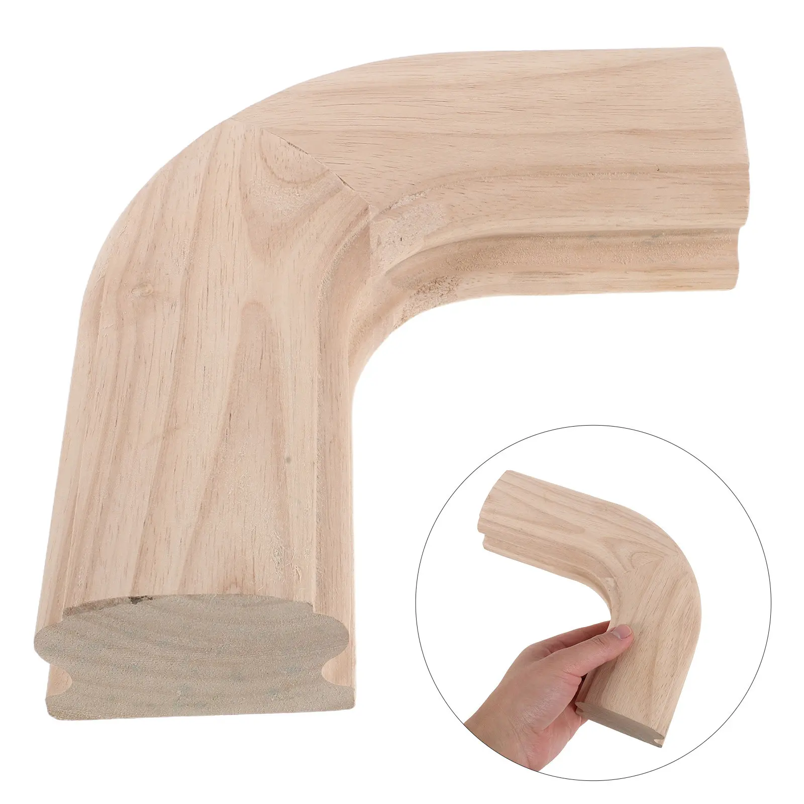Wood Stair Handrail Corner Elbow Connector Solid Wood Smooth Curved Starting Joint for Staircase Guardrail Wooden Railing