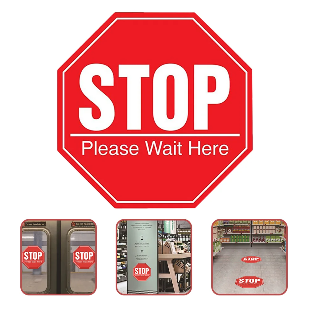 

10 Pcs Stickers Stop Epidemic Prevention Wall Please Wait Here Decals Floor Keep Distance Red Social Distancing Awareness Sign