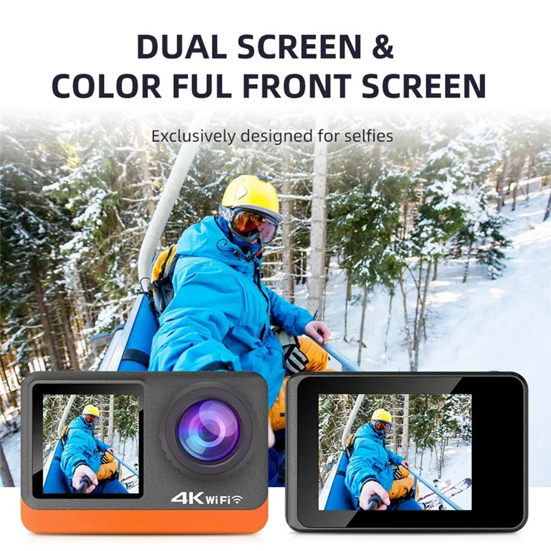 

-A90P Ultra HD 4K 30FPS 16MP Wifi Action Camera Dual Screen 2.0 IPS LCD 170° Wide Angle 30M Waterproof Sport Helmet Video Cam Du