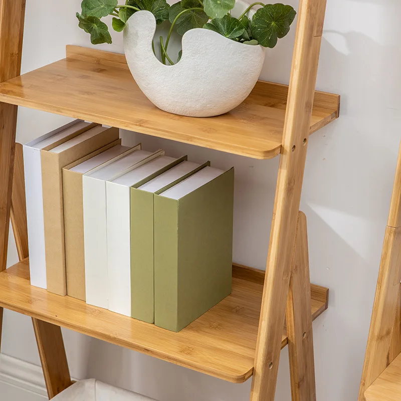 Trapezoidal bamboo storage rack, wall mounted bookshelf, product display rack, decorative rack, plant rack, flower pot rack