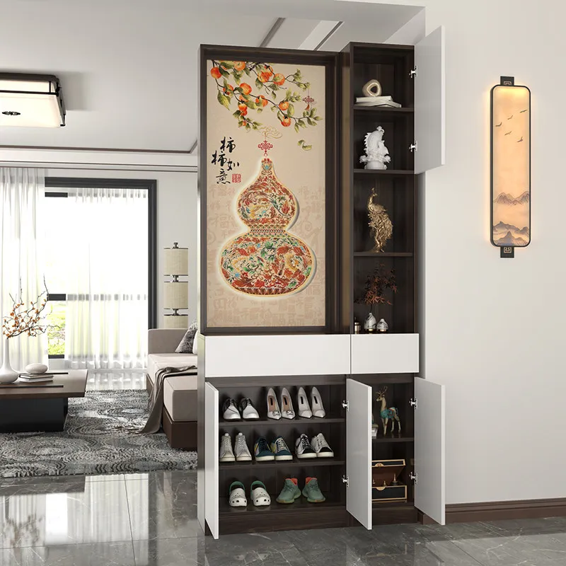 Screen, partition cabinet, storage rack, entrance to the living room, solid wood, facing the door, modern simple entrance cabine
