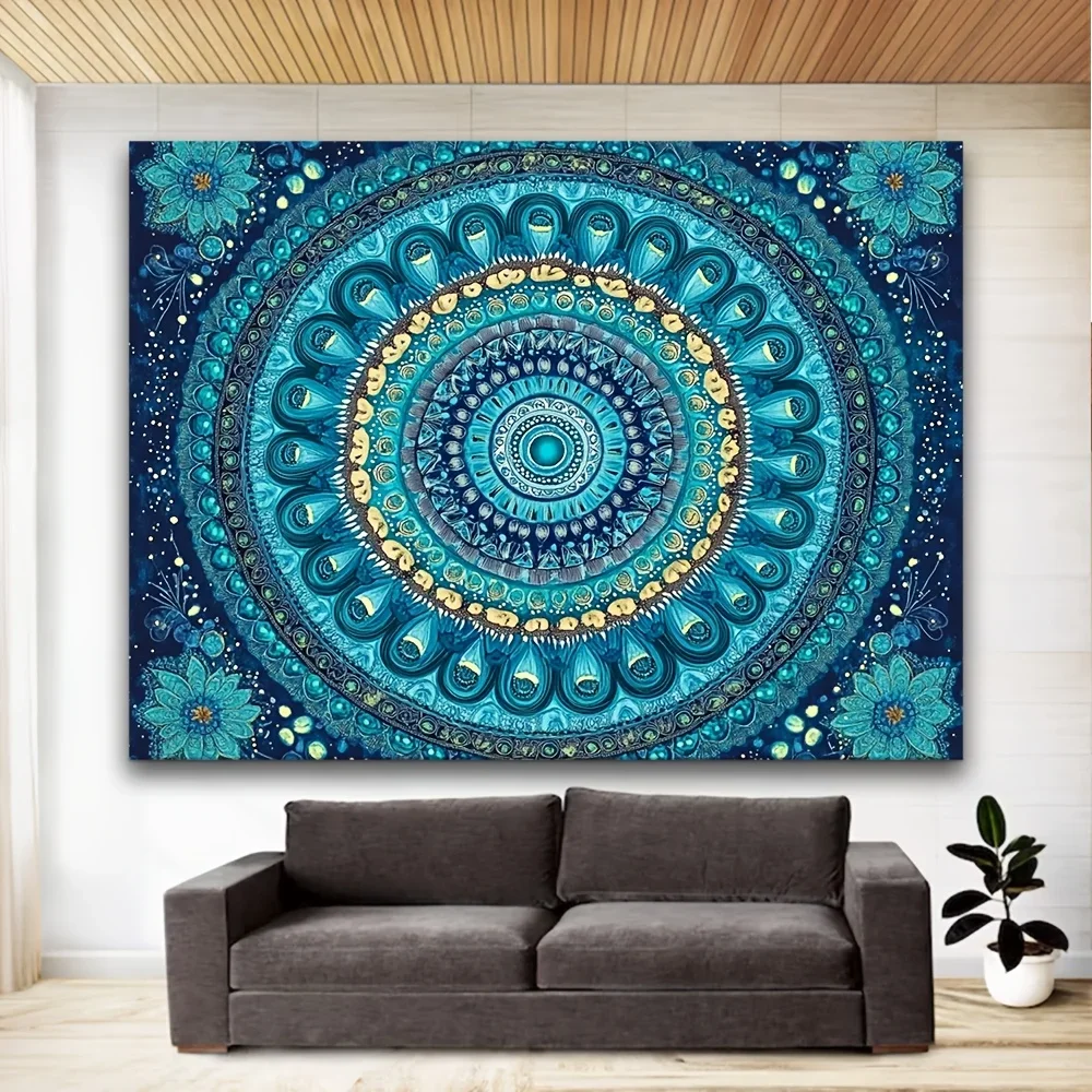 

1 Piece Mandala Art Pattern Tapestry - Polyester Material, Ideal for Living Room & Bedroom Decoration - with Installation Kit