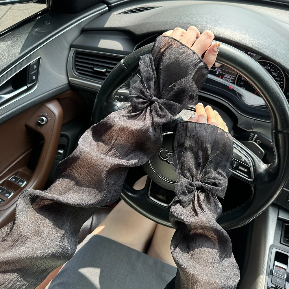 

Летние женские кружевные рукава в горошек с защитой от солнечных ожогов, милые, легкие, дышащие, крутые, женские, с бантом, с длинными рукавами для рук