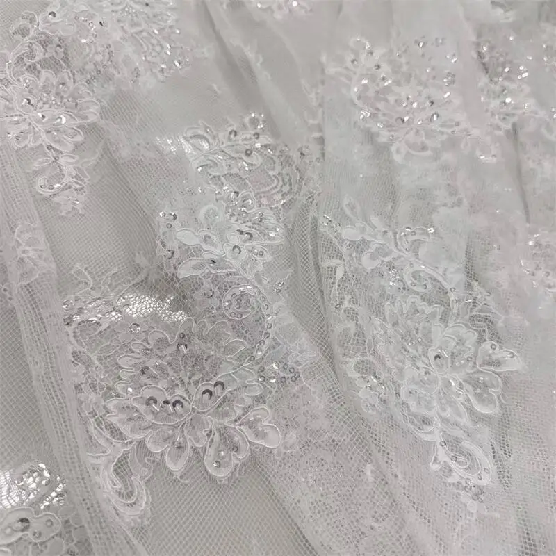 3M Perlenkordel Stickerei Glitzer Pailletten Spitzenstoff. Luxuriöses Abendkleid Französische Spitze. Stoff zum Nähen. Hochzeitskleid. 2026 Neu – Detail 3