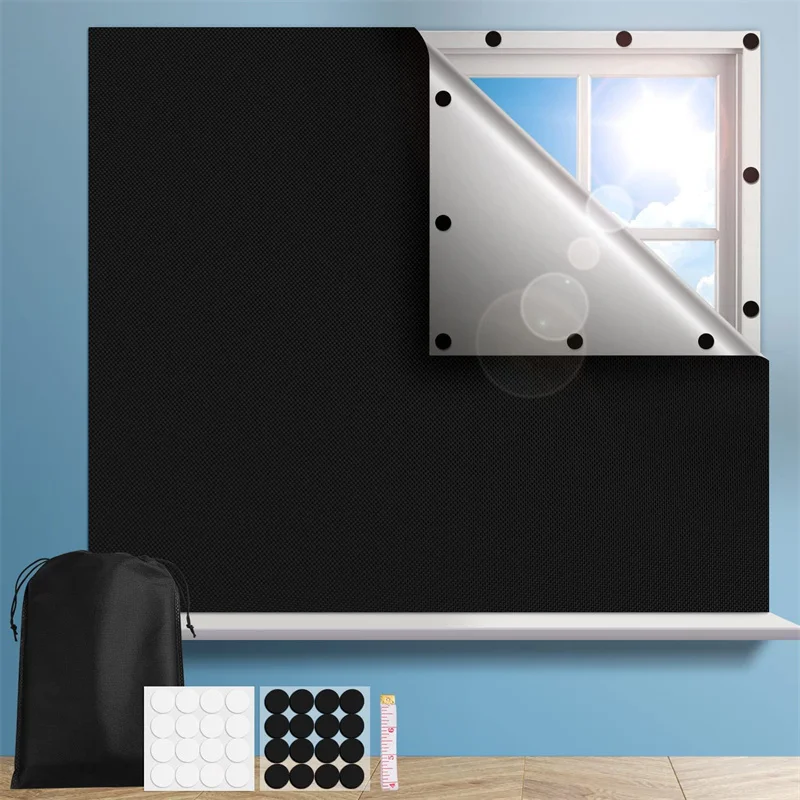 

Removable Light Blocking Darkest Window Cloth DIY Total Blackout Glass Privacy Darkening Window Tint Black Window Sticker