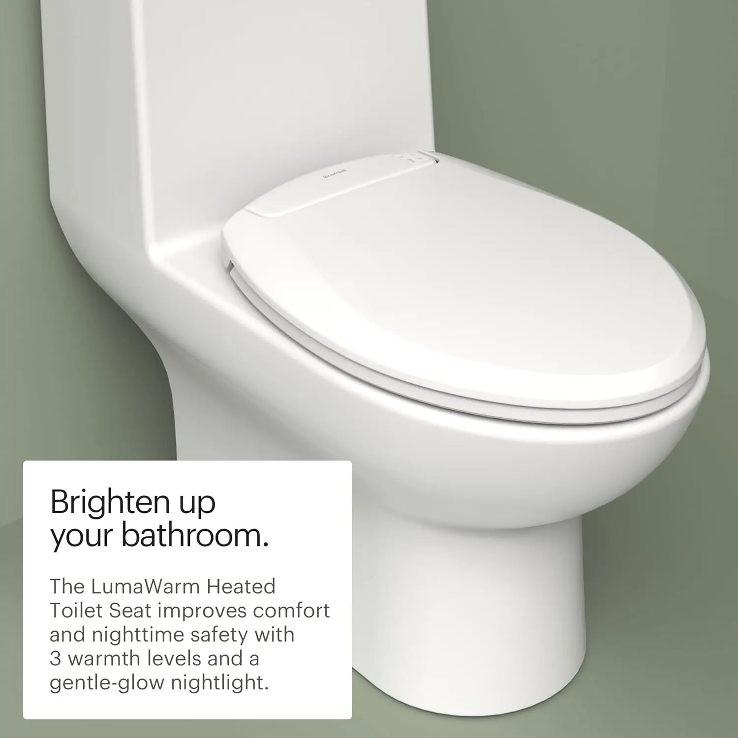 Heated Toilet Seat with LED Nightlight, 3 Temperature Settings, Gentle Close, Fits Standard Elongated Toilets