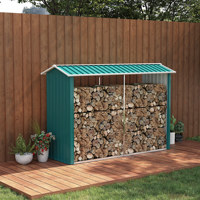 Outsunny green 240x86x160 cm roof galvanized steel firewood shed