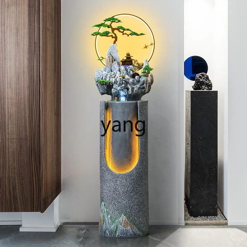 Lmm new Chinese floor-to-ceiling water ornament rockery fountain landscape home living room high-end decoration