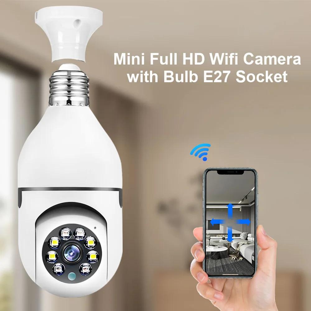 3MP 1296P Tuya/ Carecam App E27 Lamp Head Socket  PTZ IP Dome Camera Full Color AI Humanoid Detection Security CCTV Baby Monitor