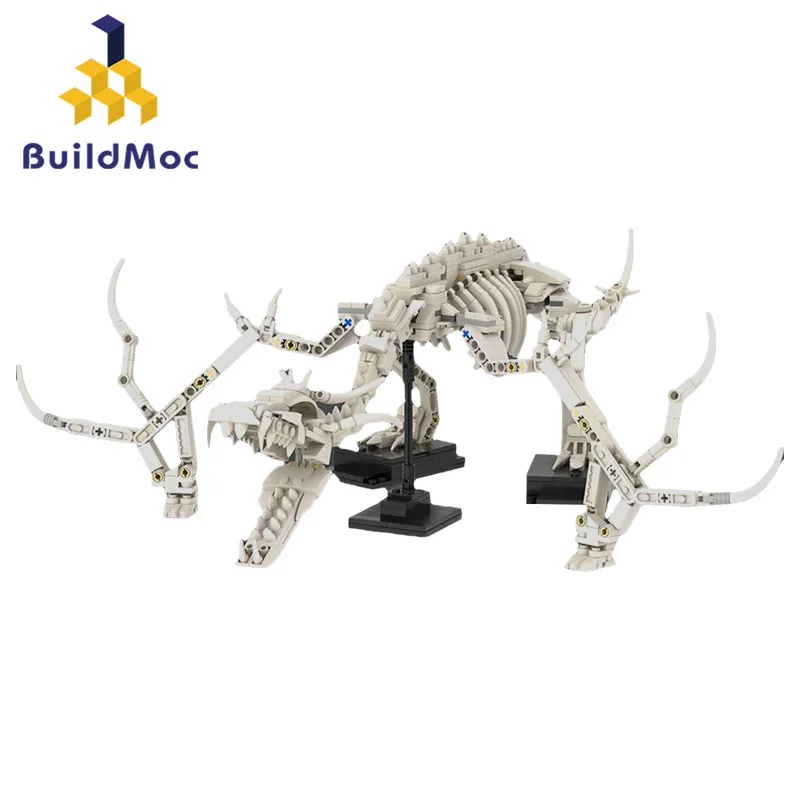 BuildMOC Jurassic Canglongs Skeletons Dragon Fossil Building Blocks Set 21320 Dinosaur Bone Bricks Toy For Children Kid Birthday