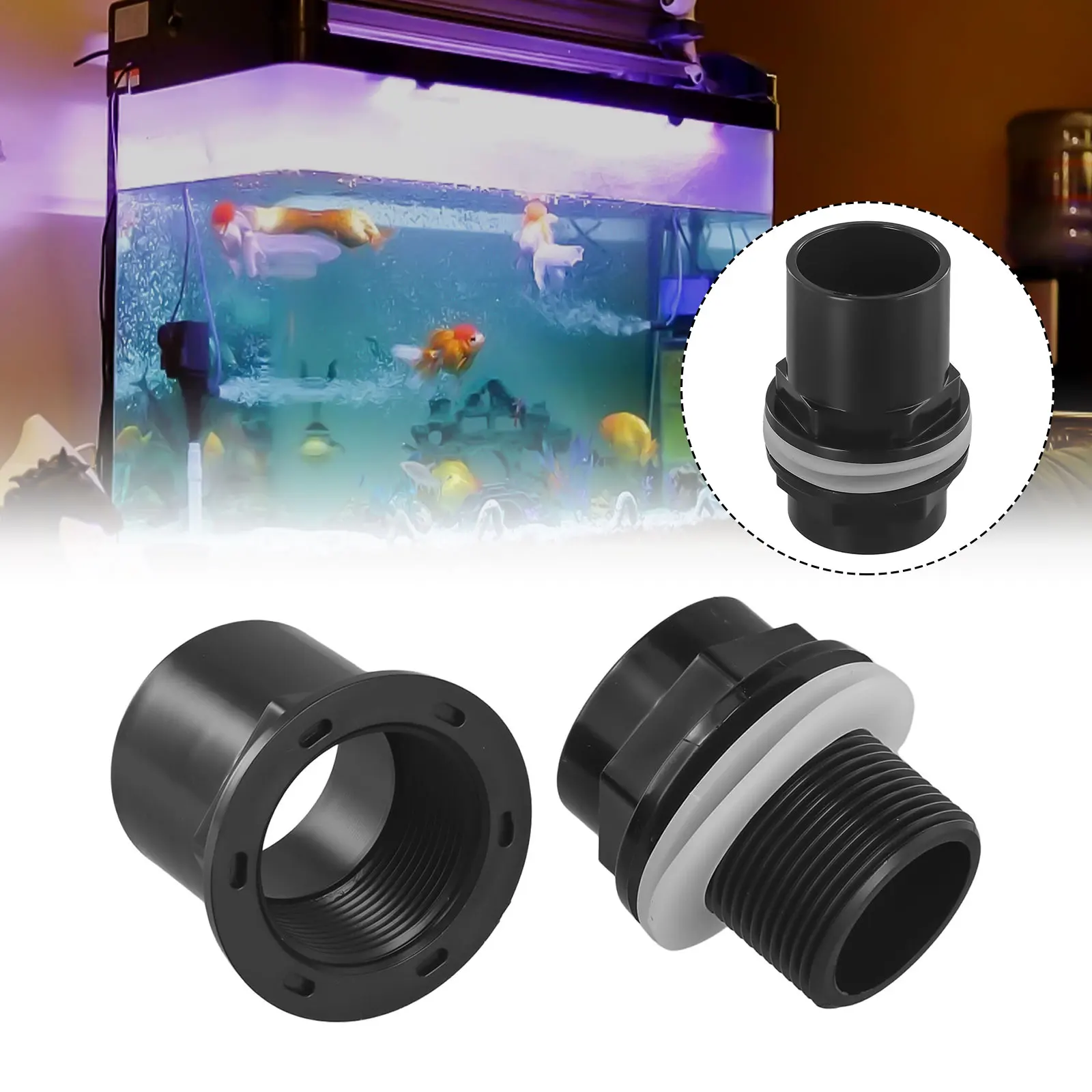 Aquarium and For Fish Pond Threaded Tank Connector with Nut PVC Weld Connector for Filter Pipe and Tank Wall Installations