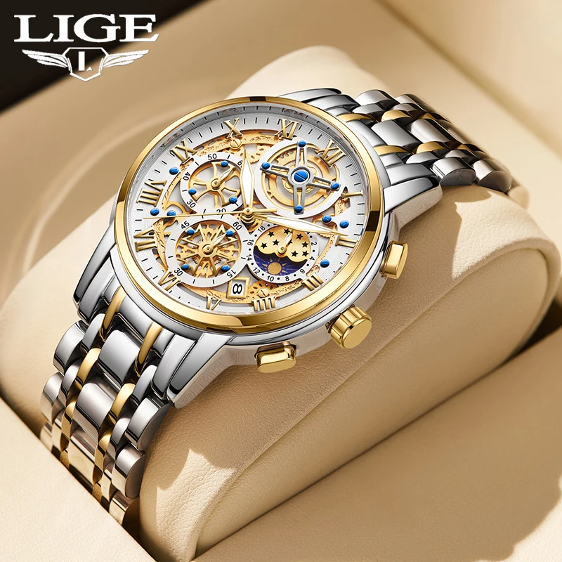 LIGE Men Watch Top Brand Luxury orologi al quarzo per uomo Full Steel cronografo impermeabile orologio da polso orologio maschile Relogio Masculino