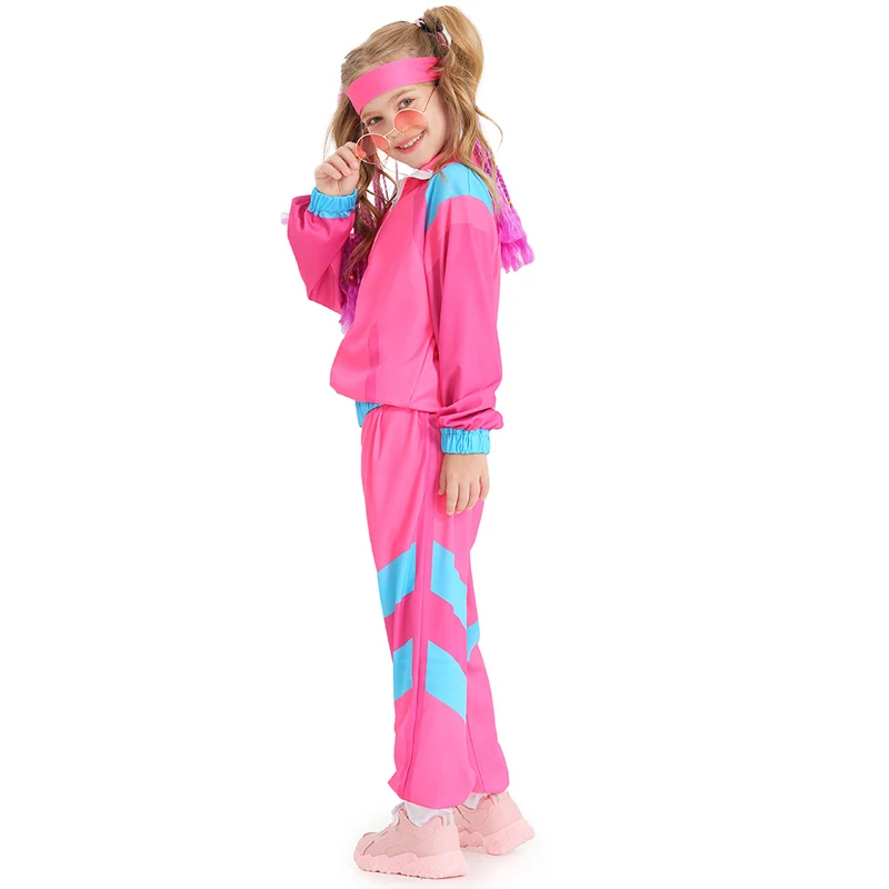 Multicolor 70S 80S Disco Tracksuit For Kid Costume Retro Hip Hop Dance Outfit Cosplay Carnival Party Fancy Dress