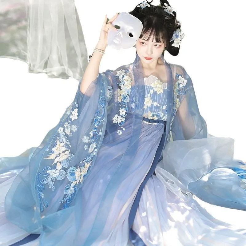 Hanfu Volledig Uitgesneden Cheoko Rok Met Grote Mouwen Voor Dames, Fairy Daily Han Element Ke Zi