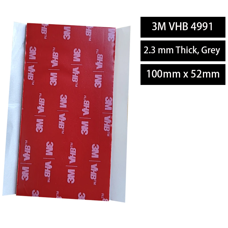 1 sheet 100mmx52mmx2.3mm 3M VHB 4991 Double Sided Adhesive Acrylic Foam Tape Mounting Tape Gray