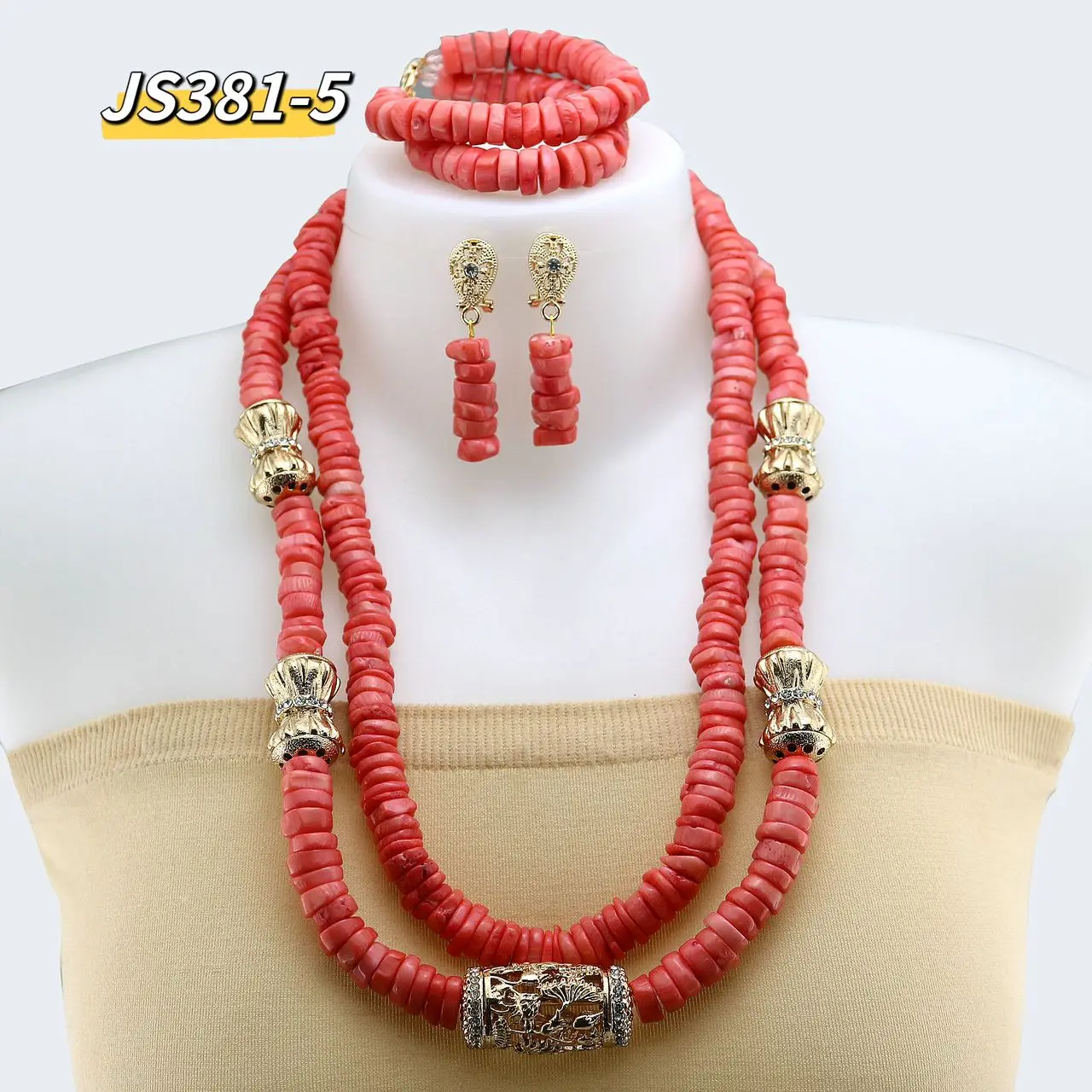 Guangzhou Jewelry Beads Charm Bracelet Sets For Wholesales 3 Circles African Beads Jewelry Set Nigerian For Women