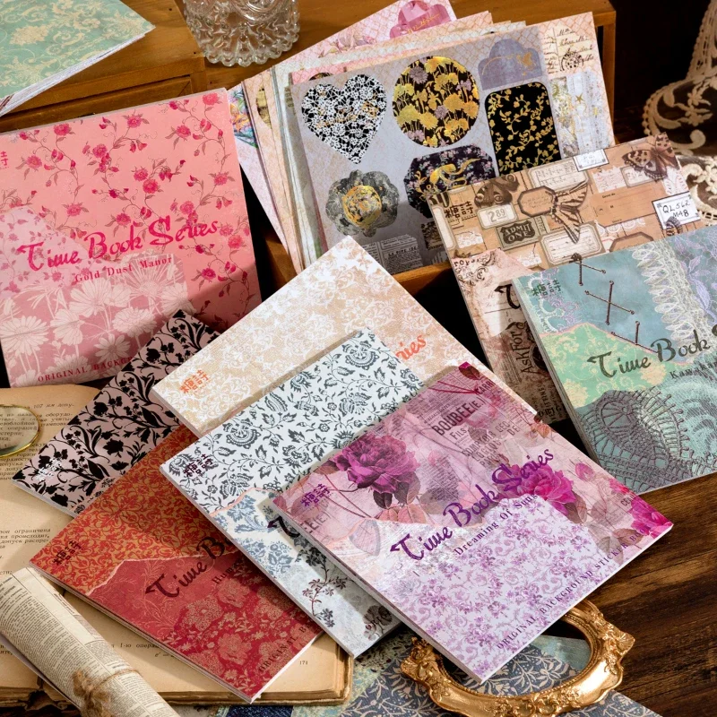 20 Vellen Creatieve Kunst Achtergrond Handgordijn Tijd Boekenserie Sticker Decoratief Materiaal Stickers Scrapbooking Achtergrond