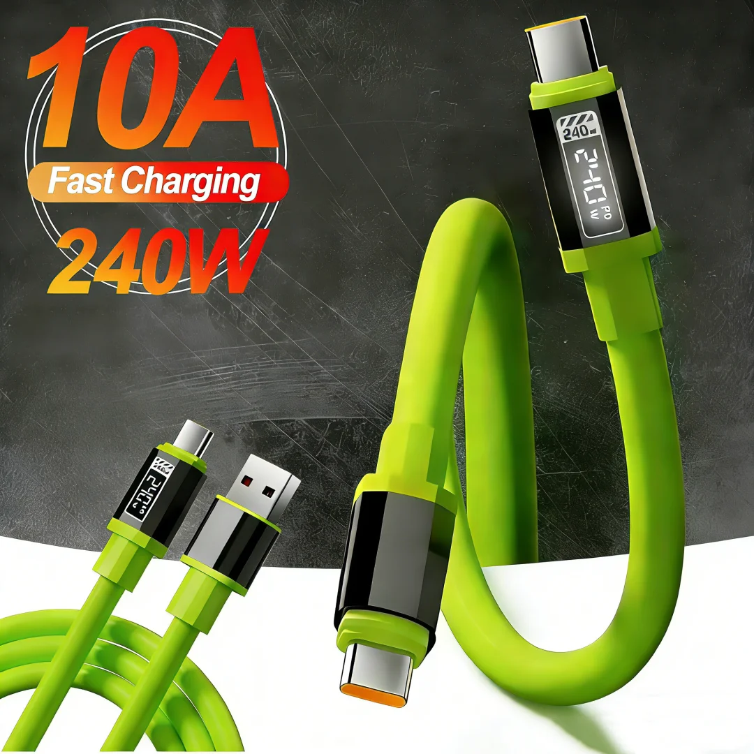 240W Super Fast Charging Cable PD High Power Charger Cord For IPhone 17 16 15 14 USB To Type-C Charging Wire For Samsung Xiaomi