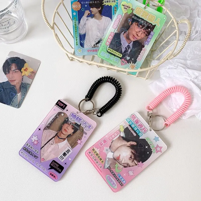 

Ins Photocard Holder Acrylic Japanese Style Card Case Idol Photo Frame Photo Album ID Card Film Sleeve With Pendant Keychian