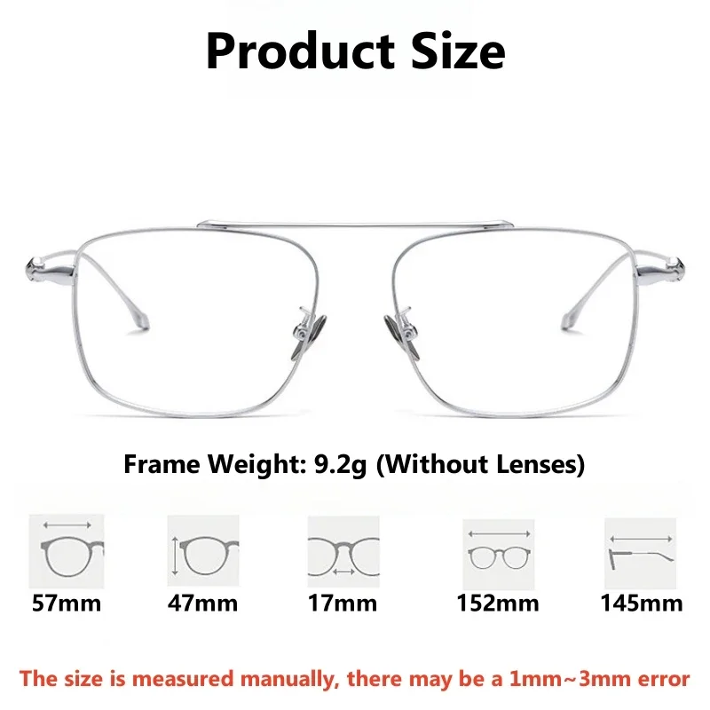 OLLYMURS ريترو الطيار الرجال النظارات الطبية الإطار خفيفة العصرية سبائك التيتانيوم حجم كبير النظارات البصرية النساء M1910