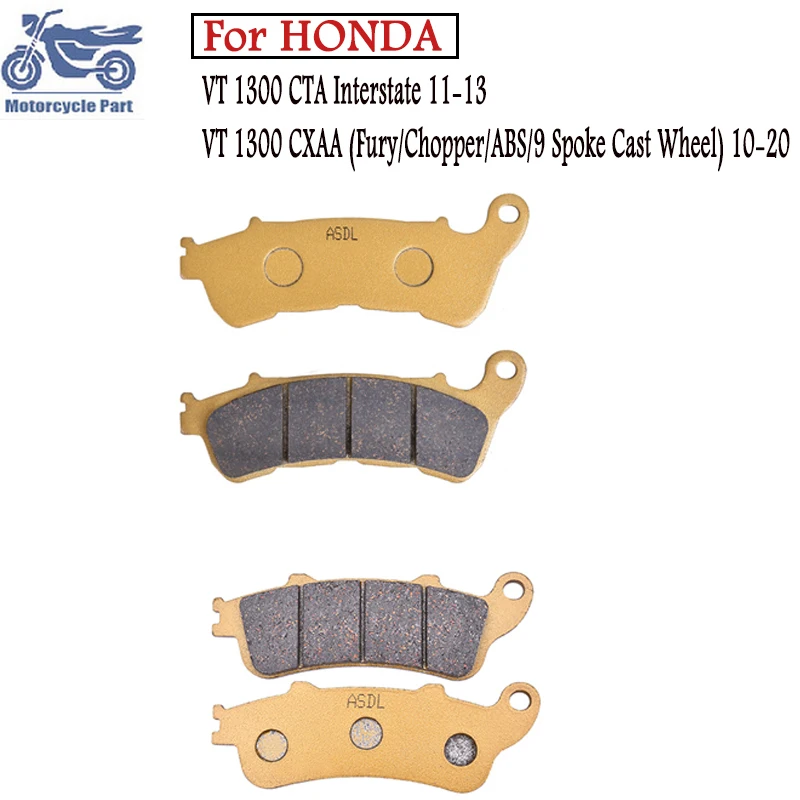 

Motorcycle Front and Rear Brake Pads For HONDA VT1300 VT 1300 VT-1300CXAA 10-20 VT1300CTA 11-13 Interstate 1300CC