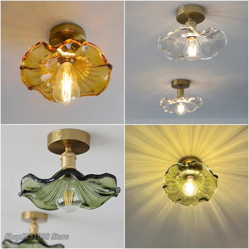 

Винтажный простой светодиодный потолочный светильник, люстра для спальни, гостиной, бара, красочный цветочный стеклянный подвесной светильник, светильники для дома