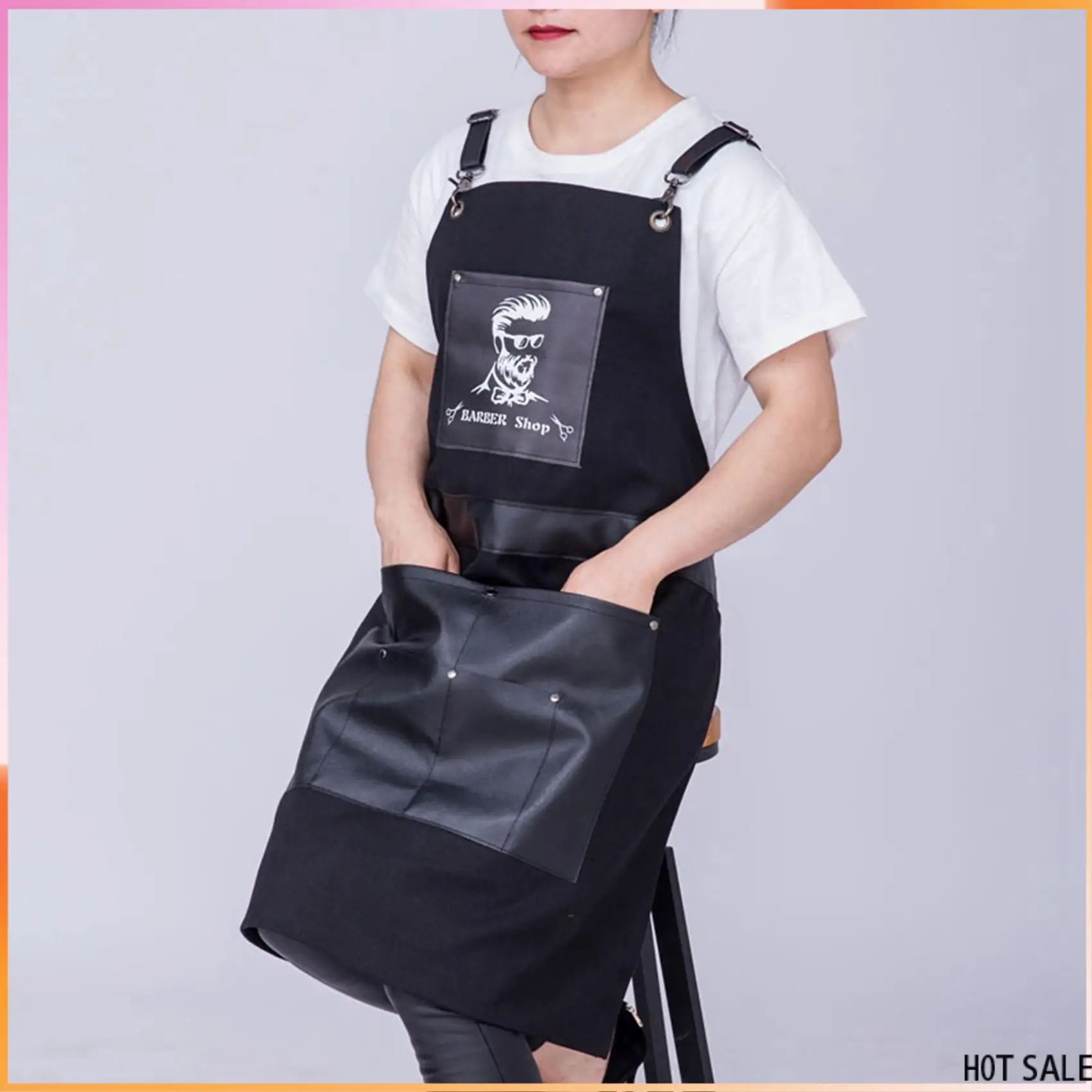 

A24R 2X Black Salons Hairdressing Cape For Hair Cutting Apron Oxford Buga Barber Pocket Hair Cutting Dyeing Antifouling Cloth