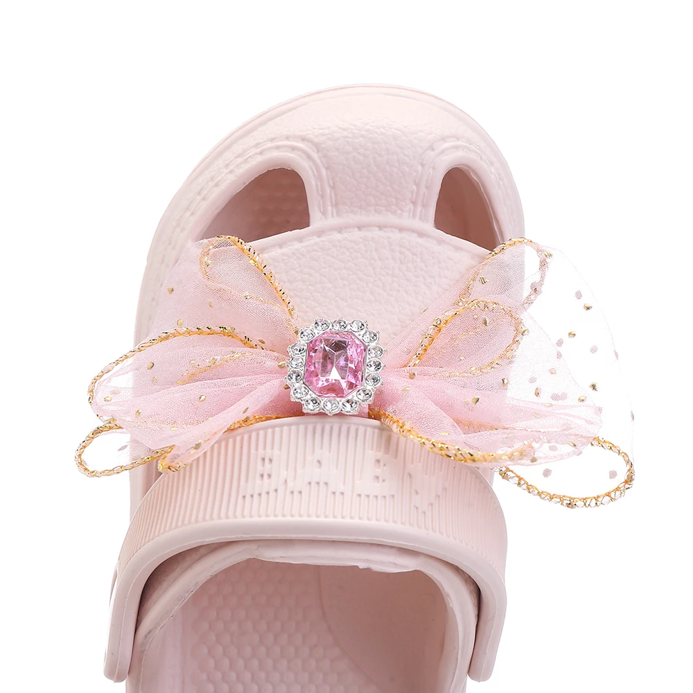 Summer New Baby Hole Shoes Children\'s Slippers Non-slip Soft Floor Slippers Lace-Bow Cute Girl Beach Sandals Shoes