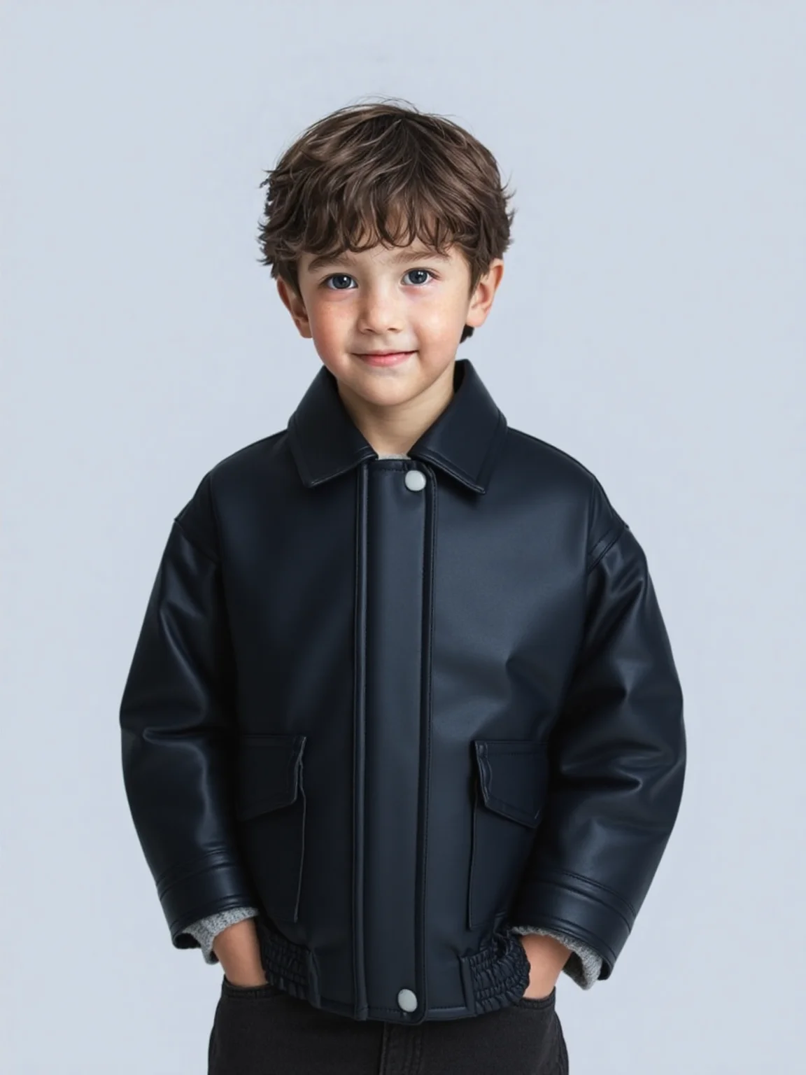 

Boys Girls Waterproof Windproof Coat Kids Christmas NEW Year Street Photography Wear Children Motorcycle Pu Leather Jacket