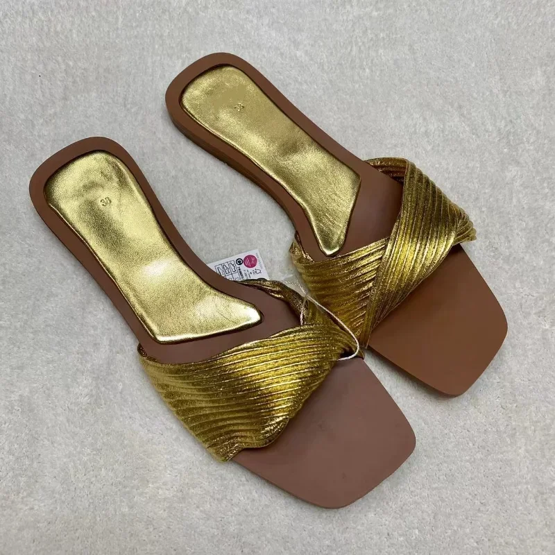 New Brand Design Women Sandals Summer Outside Slides 2024 Flat Ladies Non-slip Outdoor Beach Solid Fashion Woman Shoes