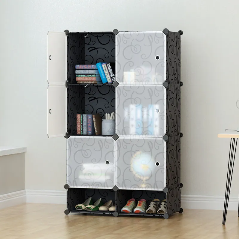 Plastic Portable Closet Display Modern Minimalist Makeup Shelves Modular Wardrobe Display Dining