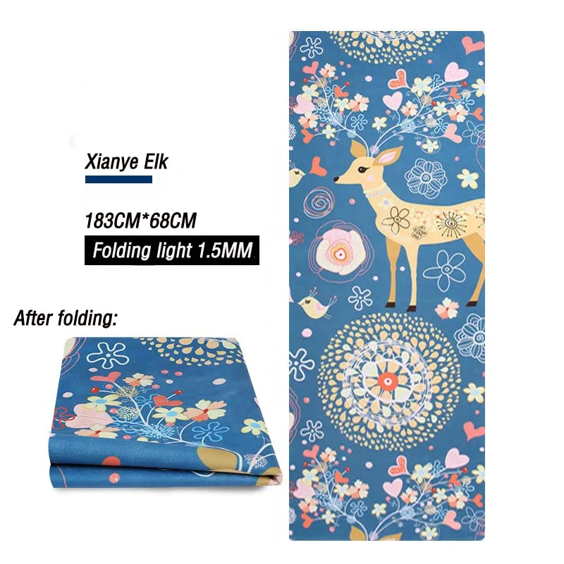 1.5mm Natural Rubber Ultra-thin Non Slip Foldable Portable Travel Yoga Mat