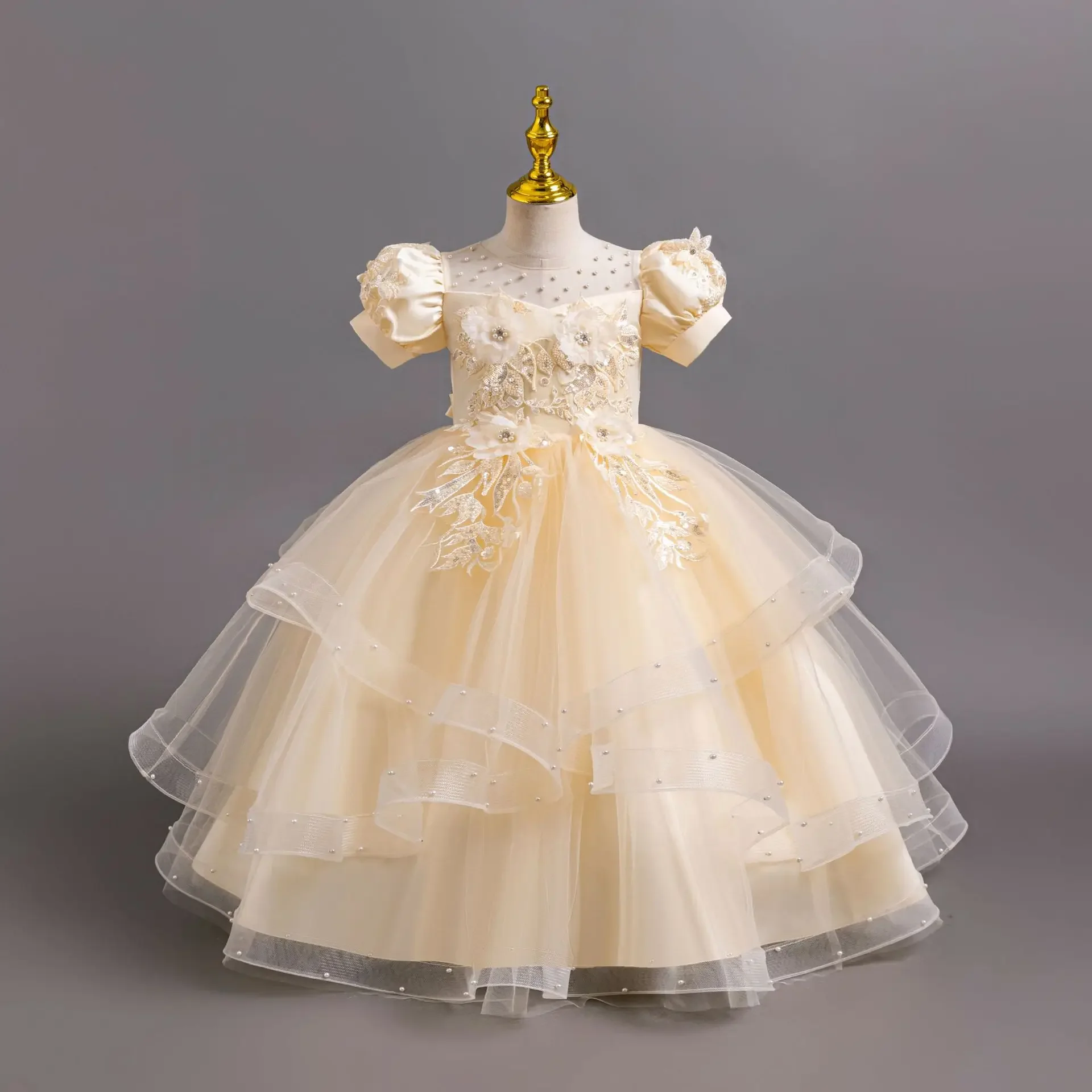 

Elegant Princess Evening Weddings Long Dresses for Girls Formal Ceremony Holiday Ball Gown Birthday Gift 4-12Y