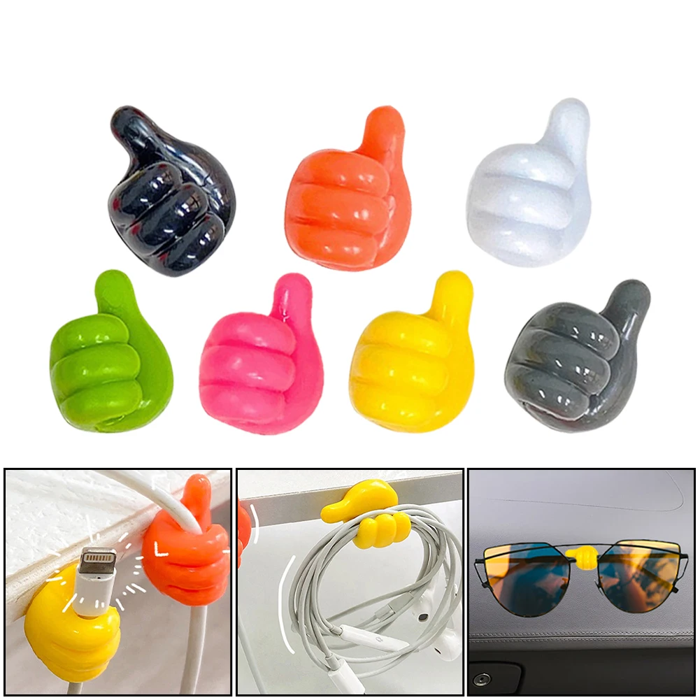 New 10Pcs Self Adhesive Thumb Hook Resin Thumb Cord Holder Wall Hook Cable Clip Holding Cables Keys Cords For Car Home Office