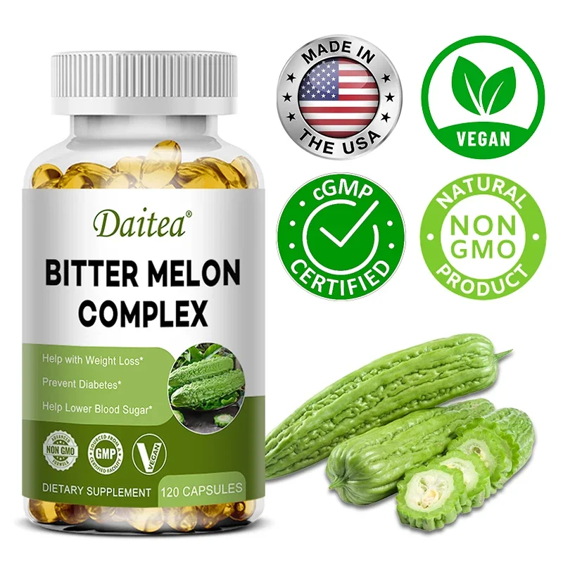 Bitter Melon Extract 120 Capsules - Non-GMO and Gluten-Free Formula To Promote Fat Burning and Healthy Blood Circulation