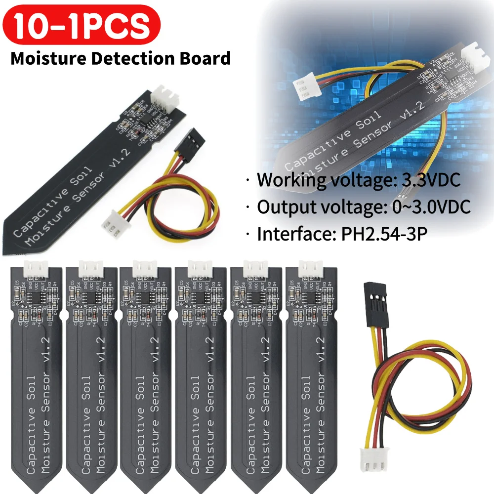 

Garden Watering DIY Module Wide Voltage 3.3V Capacitive Soil Moisture Sensor Board Corrosion Resistant W/ Gravity for Arduino