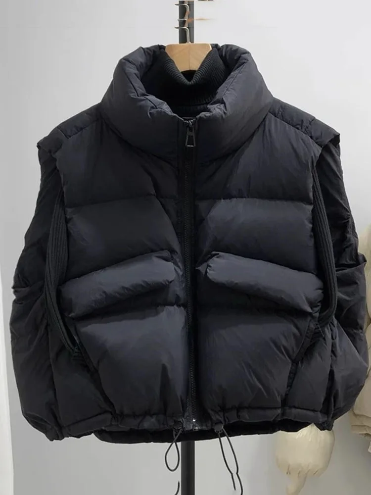 Colete Feminino Solto Estilo Coreano Jaet, Colete de Algodão com Zíper, Novo Lançamento Outono Inverno, Comprimento Regular