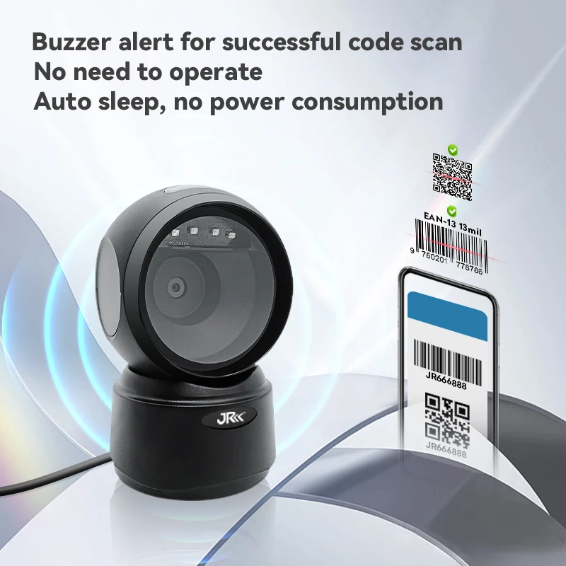 Jooytec 1D 2D Barcode Scanner HANDS-FREE For Supermarkets Pharmacies Restaurants