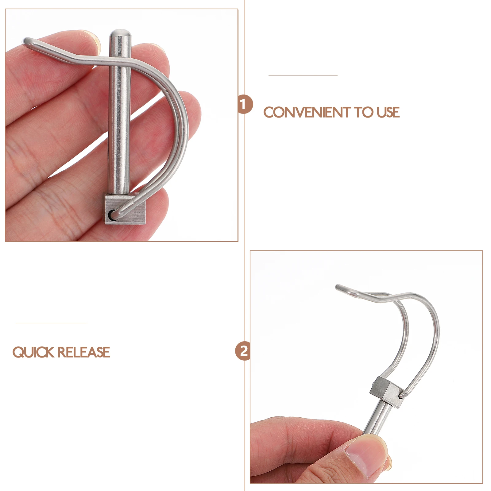 

2 pcs Pins Stainless Steel Quick Release Coupler Trailer Pin Locking Shaft Hitch Farm Lawn Truck Boat Gardening