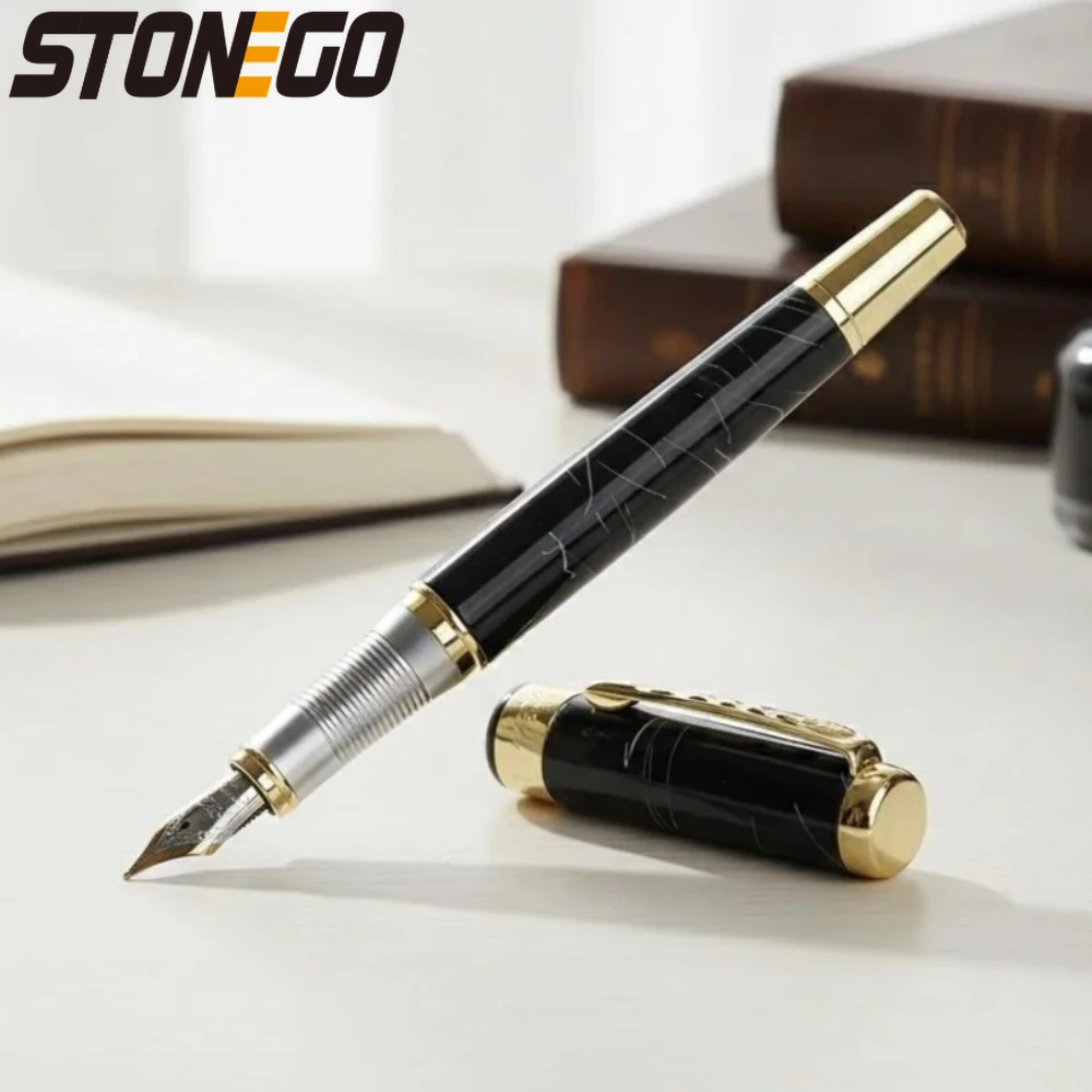 

Luxury Fine Nib Gold Arrowhead Fountain Pen Retro Design Smooth Writing Ink Refill Converter Elegant Office Supplies