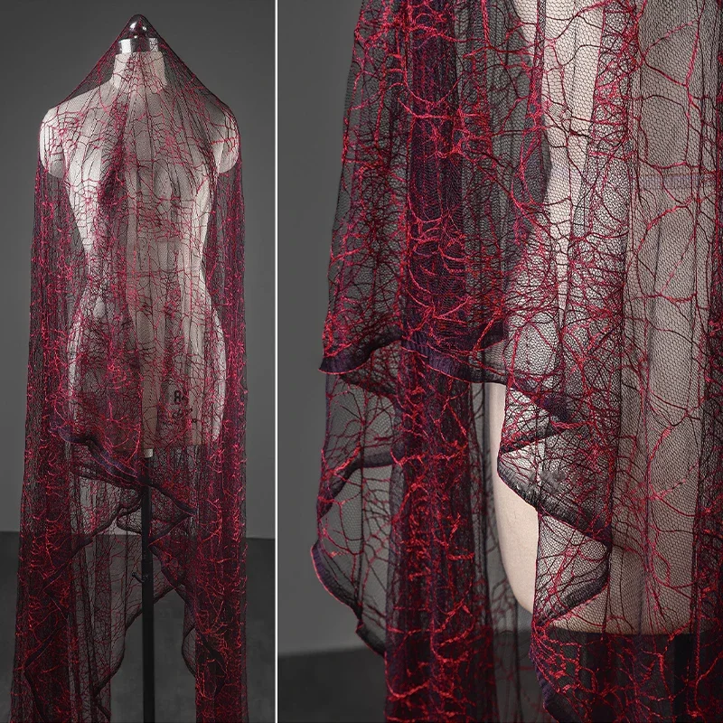 

1m Secret Spider Web Texture Thin Mesh Fabric Creative Perspective Lace Fabric DIY Stage Photography Background Decoration