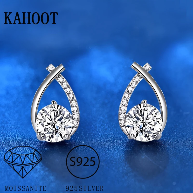 925 Sterling Silver 0.5 Carat * 2 Moissanite Cross Earrings Fashion Design Light Luxury Casual High-End Decoration Ladies