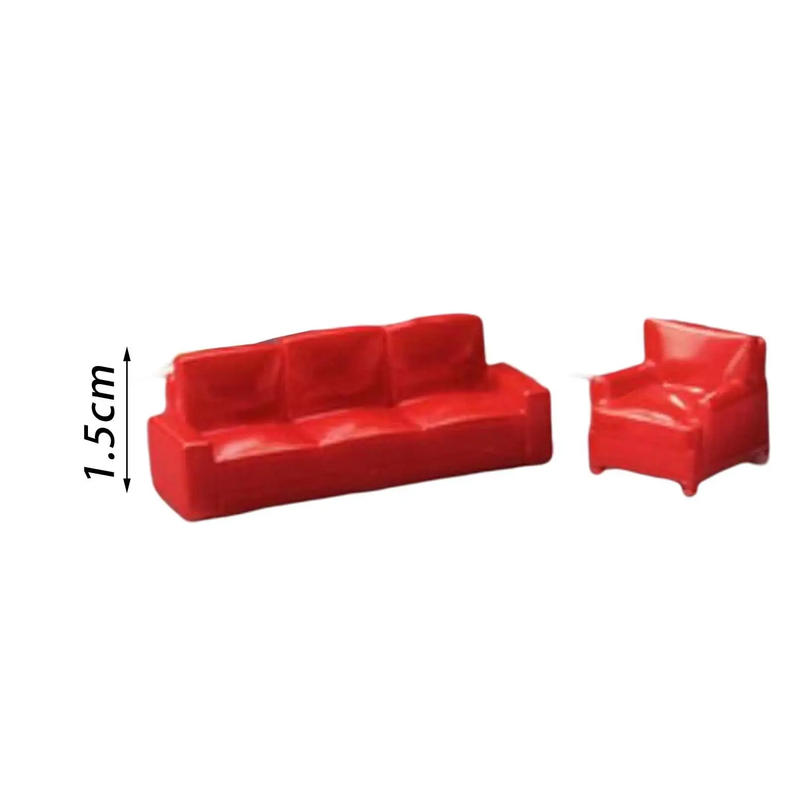 2 Buah Resin Simulasi Sofa Rumah Boneka untuk Dekorasi Model DIY Rumah Boneka 1/64 Beige